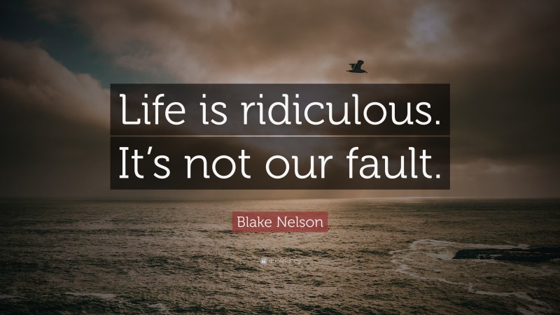 Blake Nelson Quote: “Life is ridiculous. It’s not our fault.”