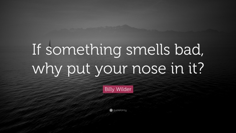 Billy Wilder Quote: “If something smells bad, why put your nose in it?”