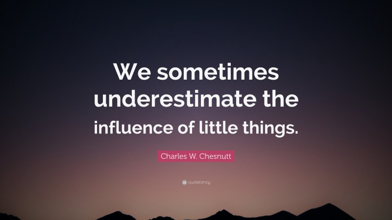 Charles W. Chesnutt Quote: “We sometimes underestimate the influence of little things.”
