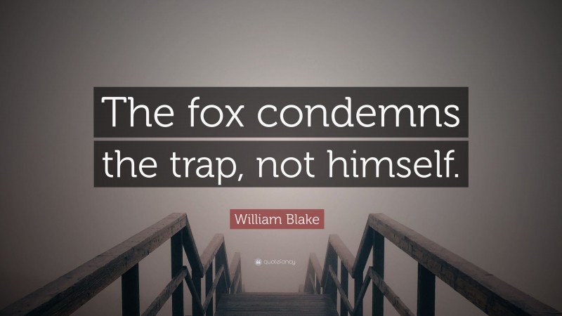 William Blake Quote: “The fox condemns the trap, not himself.”