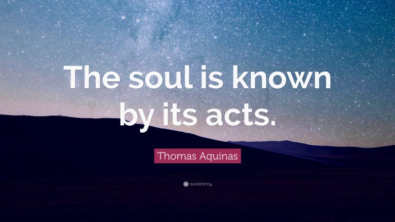 Thomas Aquinas Quote: “The soul is known by its acts.”