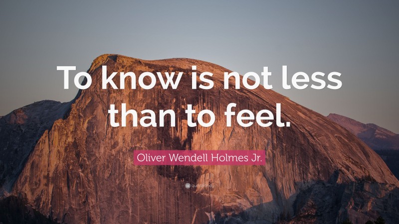 Oliver Wendell Holmes Jr. Quote: “To know is not less than to feel.”
