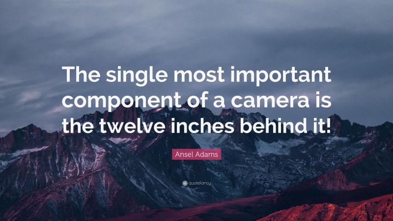 Ansel Adams Quote: “The single most important component of a camera is the twelve inches behind it!”
