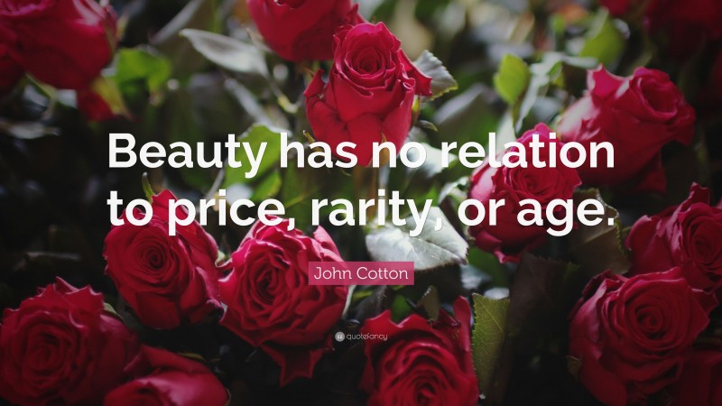 John Cotton Quote: “Beauty has no relation to price, rarity, or age.”