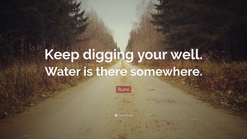 Rumi Quote: “Keep digging your well. Water is there somewhere.”