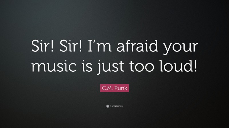 C.M. Punk Quote: “Sir! Sir! I’m afraid your music is just too loud!”