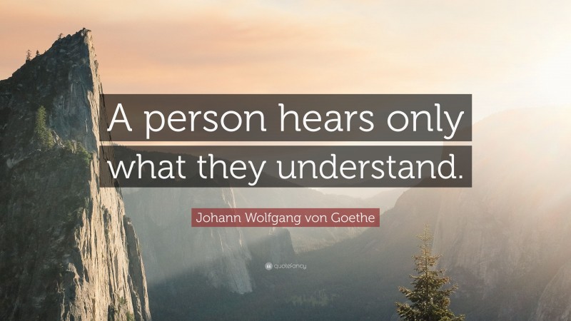 Johann Wolfgang von Goethe Quote: “A person hears only what they understand.”