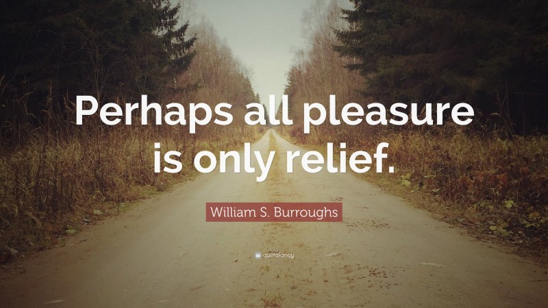 William S. Burroughs Quote: “Perhaps all pleasure is only relief.”