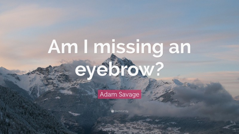 Adam Savage Quote: “Am I missing an eyebrow?”