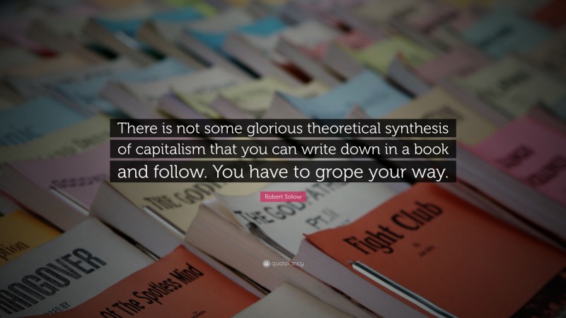 Robert Solow Quote: “There is not some glorious theoretical synthesis of capitalism that you can write down in a book and follow. You have to grope your way.”