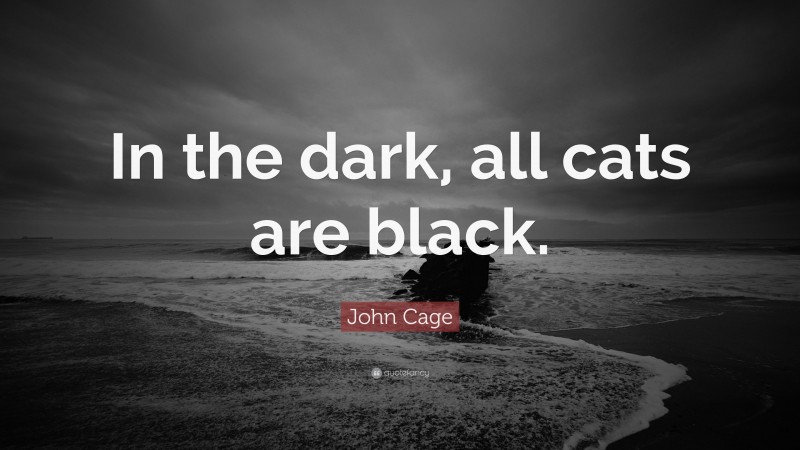 John Cage Quote: “In the dark, all cats are black.”