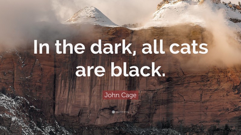 John Cage Quote: “In the dark, all cats are black.”