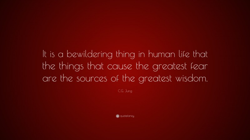 C.G. Jung Quote: “It is a bewildering thing in human life that the things that cause the greatest fear are the sources of the greatest wisdom.”
