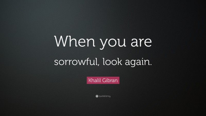 Khalil Gibran Quote: “When you are sorrowful, look again.”