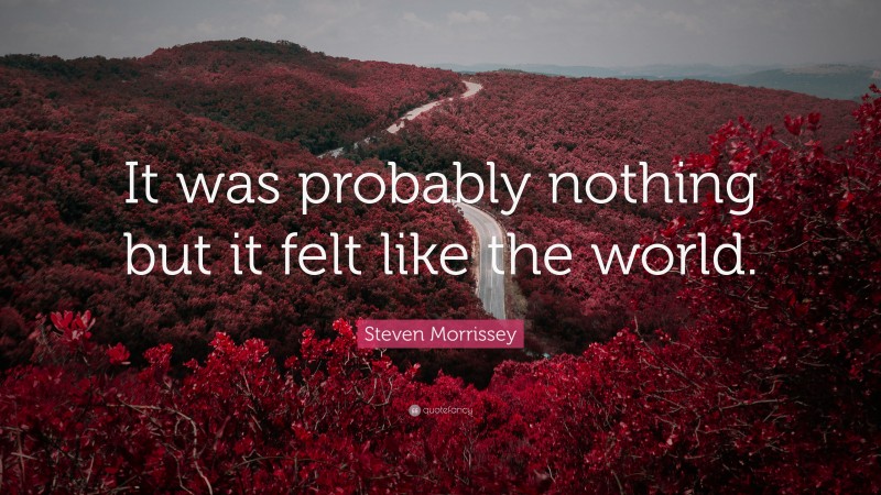Steven Morrissey Quote: “It was probably nothing but it felt like the world.”