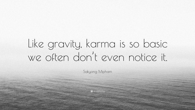 Sakyong Mipham Quote: “Like gravity, karma is so basic we often don’t even notice it.”