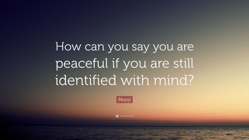 Mooji Quote: “How can you say you are peaceful if you are still identified with mind?”