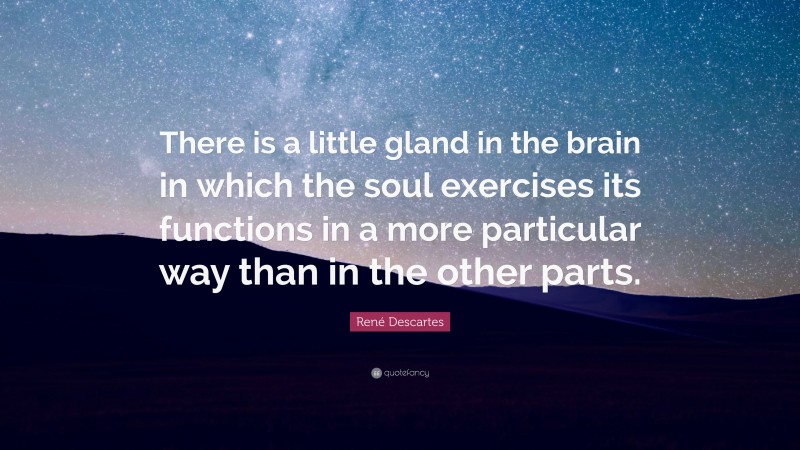 René Descartes Quote: “There is a little gland in the brain in which the soul exercises its functions in a more particular way than in the other parts.”