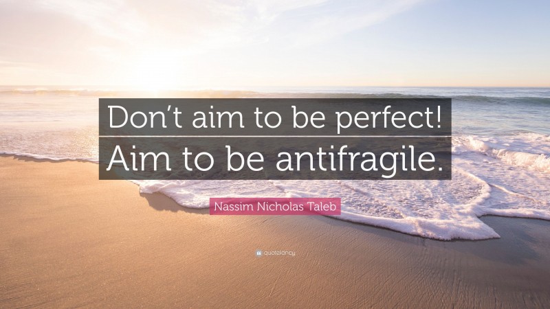 Nassim Nicholas Taleb Quote: “Don’t aim to be perfect! Aim to be antifragile.”