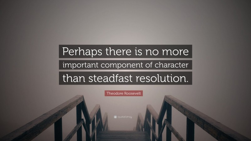 Theodore Roosevelt Quote: “Perhaps there is no more important component of character than steadfast resolution.”