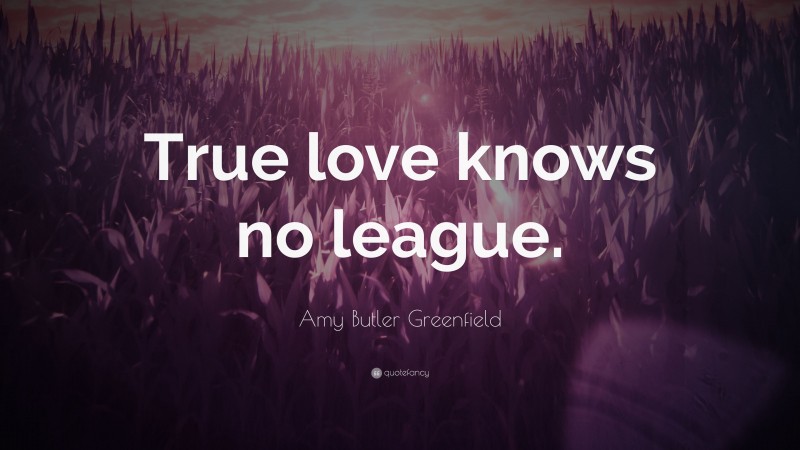 Amy Butler Greenfield Quote: “True love knows no league.”