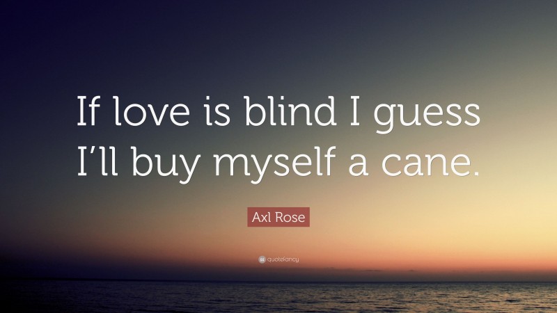 Axl Rose Quote: “If love is blind I guess I’ll buy myself a cane.”