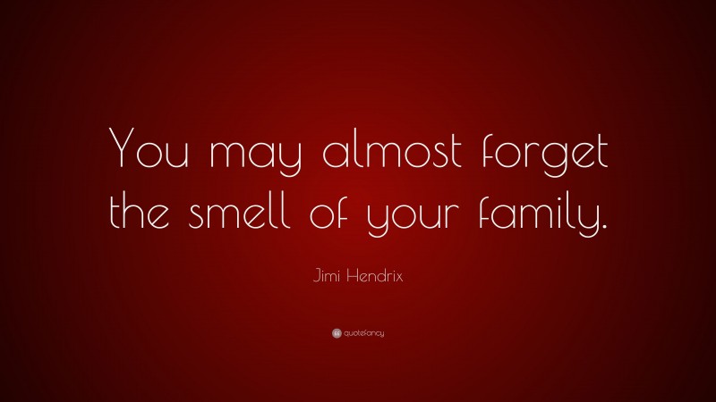 Jimi Hendrix Quote: “You may almost forget the smell of your family.”