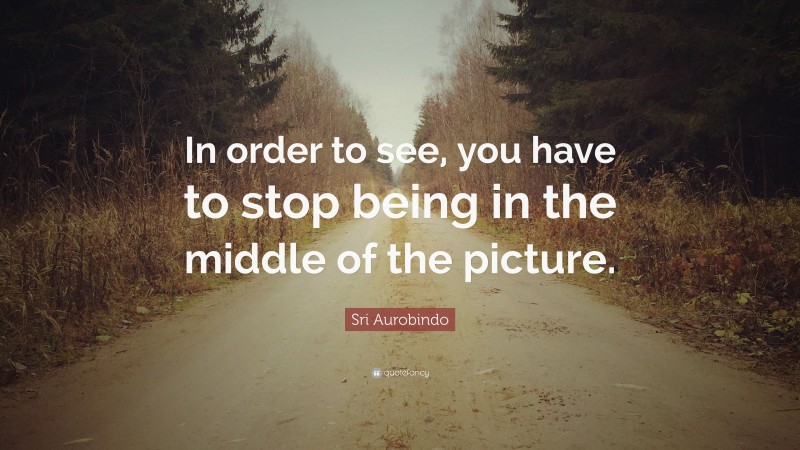 Sri Aurobindo Quote: “In order to see, you have to stop being in the middle of the picture.”