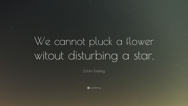 Loren Eiseley Quote: “We cannot pluck a flower witout disturbing a star.”