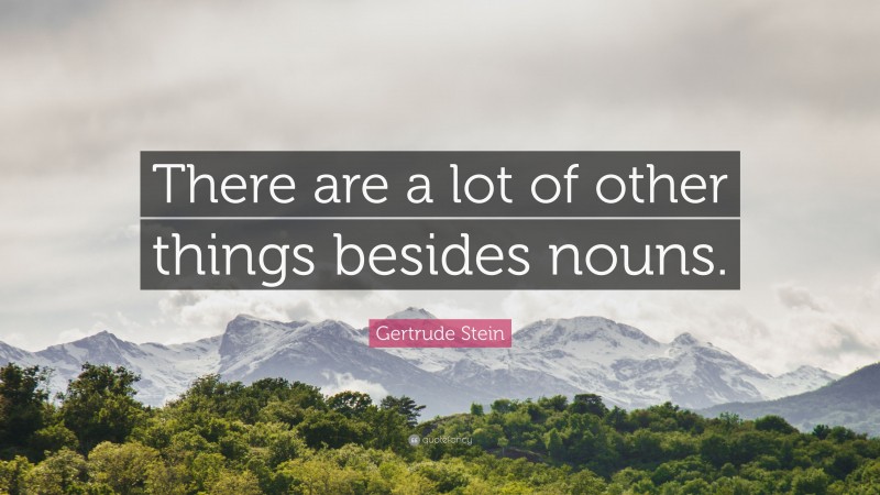 Gertrude Stein Quote: “There are a lot of other things besides nouns.”