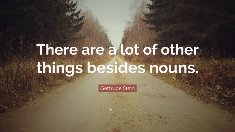 Gertrude Stein Quote: “There are a lot of other things besides nouns.”