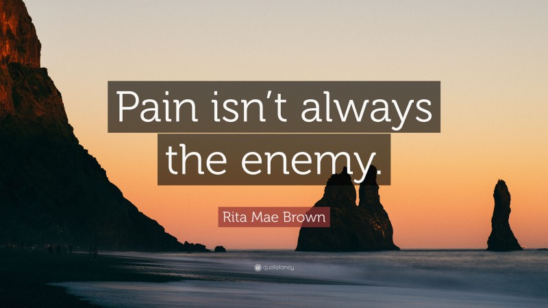 Rita Mae Brown Quote: “Pain isn’t always the enemy.”