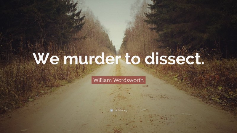 William Wordsworth Quote: “We murder to dissect.”