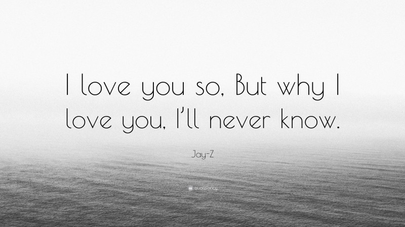 Jay-Z Quote: “I love you so, But why I love you, I’ll never know.”