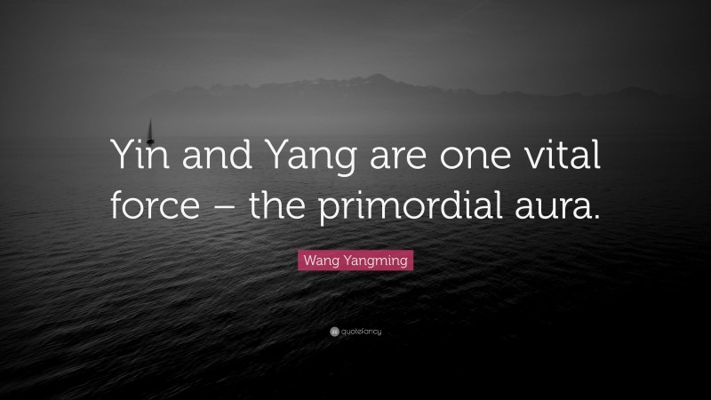 Wang Yangming Quote: “Yin and Yang are one vital force – the primordial aura.”