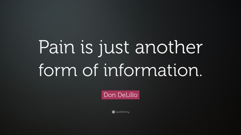 Don DeLillo Quote: “Pain is just another form of information.”