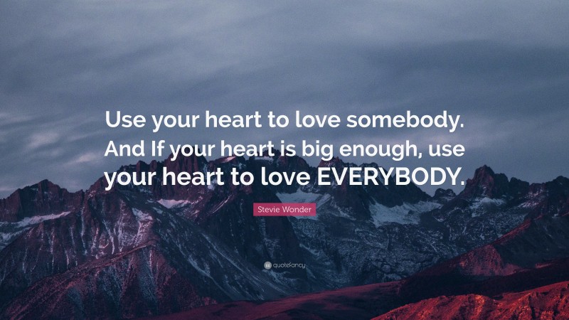 Stevie Wonder Quote: “Use your heart to love somebody. And If your heart is big enough, use your heart to love EVERYBODY.”