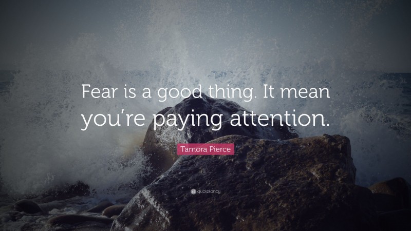 Tamora Pierce Quote: “Fear is a good thing. It mean you’re paying attention.”