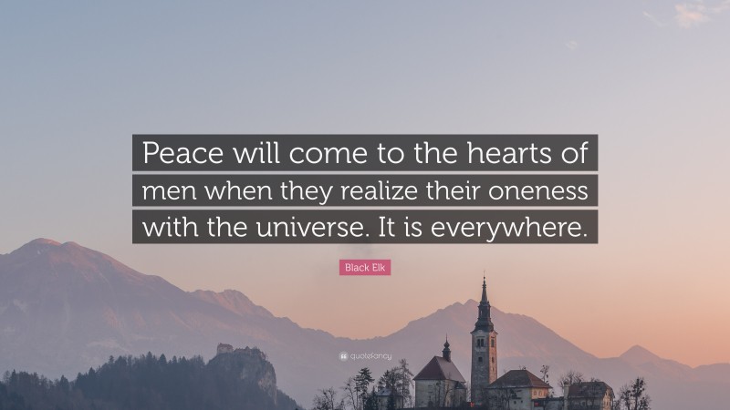 Black Elk Quote: “Peace will come to the hearts of men when they realize their oneness with the universe. It is everywhere.”