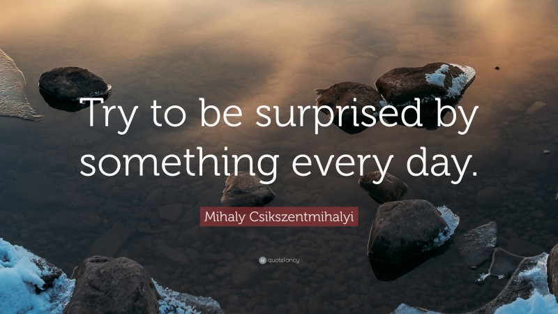 Mihaly Csikszentmihalyi Quote: “Try to be surprised by something every day.”