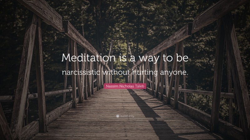 Nassim Nicholas Taleb Quote: “Meditation is a way to be narcissistic without hurting anyone.”