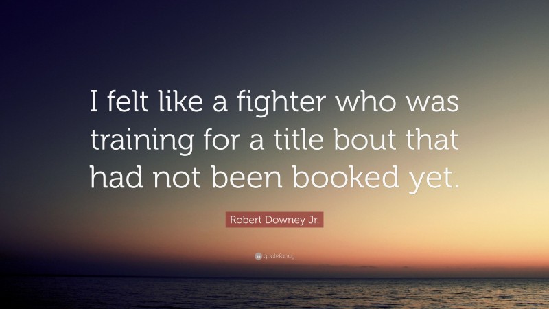 Robert Downey Jr. Quote: “I felt like a fighter who was training for a title bout that had not been booked yet.”