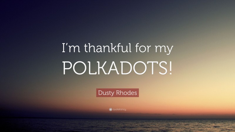Dusty Rhodes Quote: “I’m thankful for my POLKADOTS!”