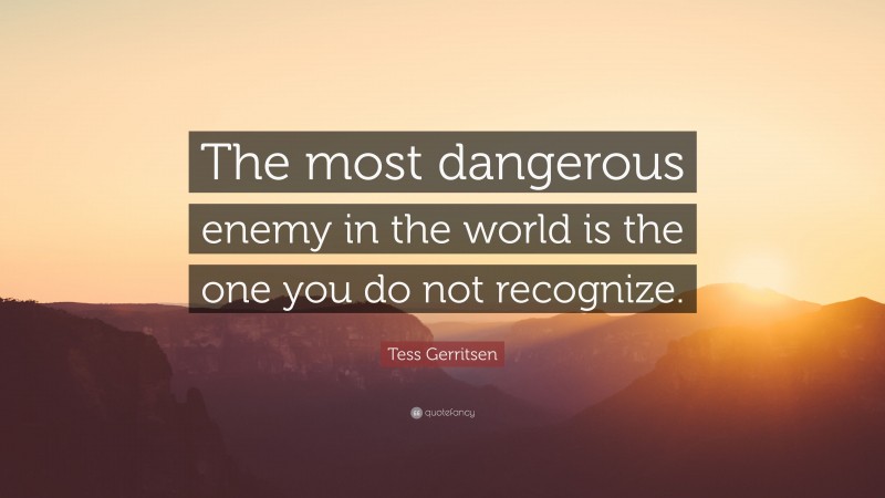 Tess Gerritsen Quote: “The most dangerous enemy in the world is the one you do not recognize.”