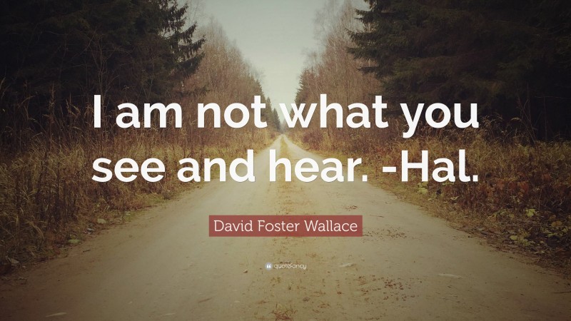 David Foster Wallace Quote: “I am not what you see and hear. -Hal.”