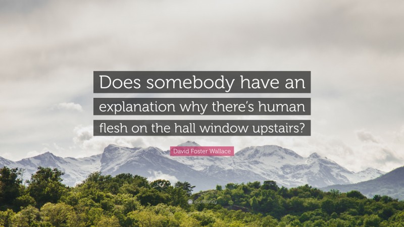 David Foster Wallace Quote: “Does somebody have an explanation why there’s human flesh on the hall window upstairs?”