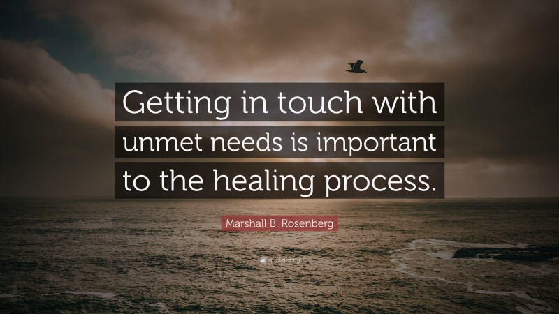 Marshall B. Rosenberg Quote: “Getting in touch with unmet needs is important to the healing process.”