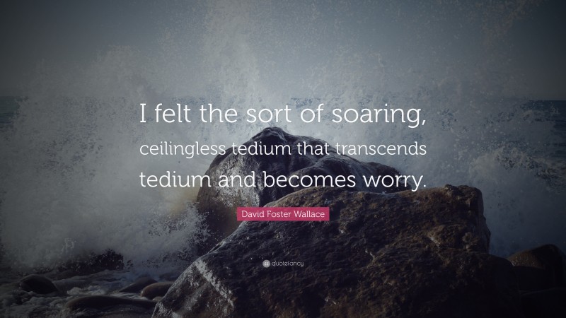 David Foster Wallace Quote: “I felt the sort of soaring, ceilingless tedium that transcends tedium and becomes worry.”