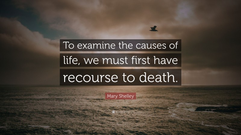 Mary Shelley Quote: “To examine the causes of life, we must first have recourse to death.”