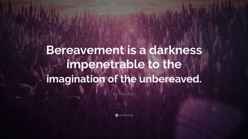 Iris Murdoch Quote: “Bereavement is a darkness impenetrable to the imagination of the unbereaved.”
